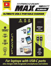 Load image into Gallery viewer, HyperCharger MAX 100W/144W Ultra Series (w/ 30W USB-C WALL CHARGER & 3FT USB-C CABLE)
